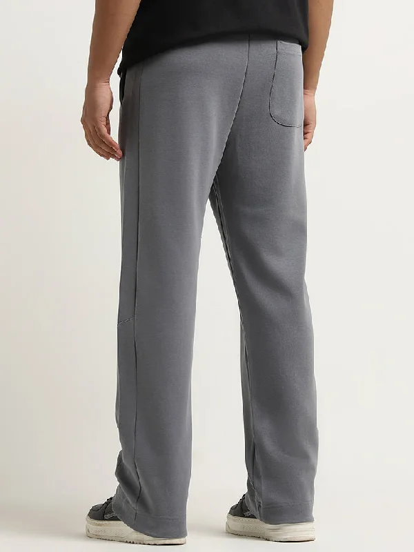 Studiofit Dark Grey Relaxed-Fit Cotton Blend Track Pants